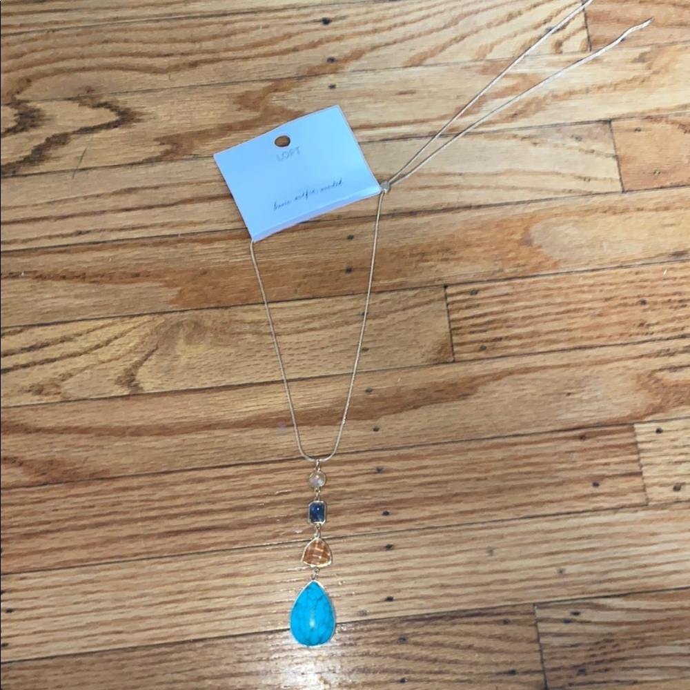 Loft Gold and Blue Pendant Necklace